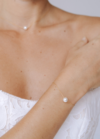 Bracelet mariage Nora avec perle eau douce et cristaux
