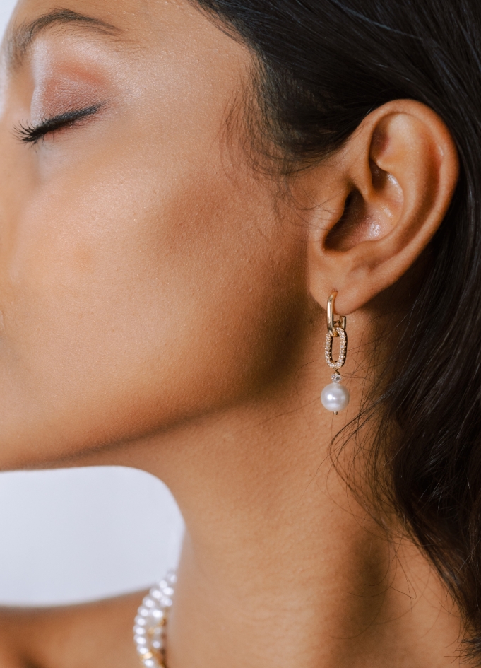 Boucles d'oreilles mariée "Carlotta" avec perles nacrées