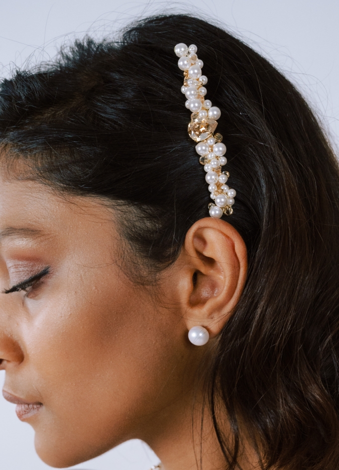 Barrette cheveux mariée "Georgia" avec perles et cristaux